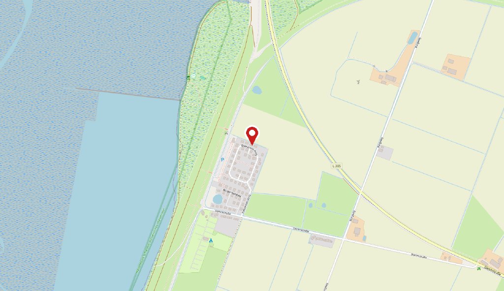 Karte mit der Lage des Ferienhuus Eiderente in Wesselburenerkoog – direkt am Nordseedeich